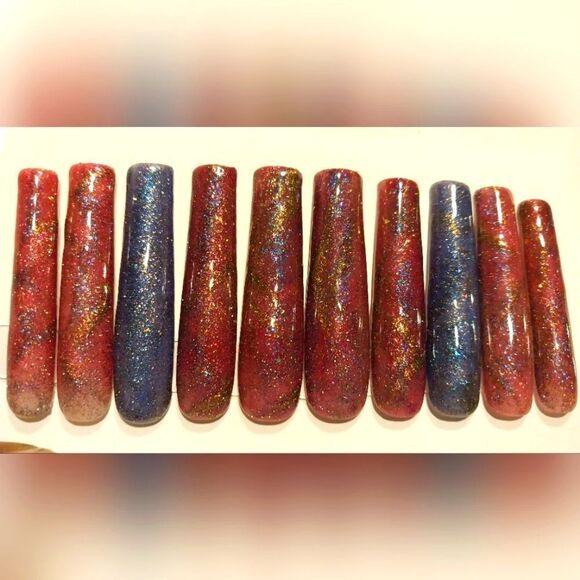 Hand crafted custom temp color change cateye 10pc xxl acrylic press on nails - Picture 5 of 8